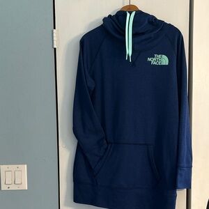 The North Face Dark Blue Hoodie with Light Green Details